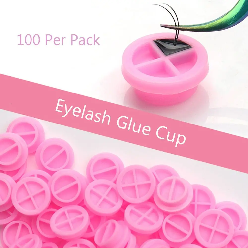 

100Pcs Double-sided Plastic Pigment Tools Lash Supplies Tattoo Container Eyelash Extension Eyelash Glue Cup Round Holder