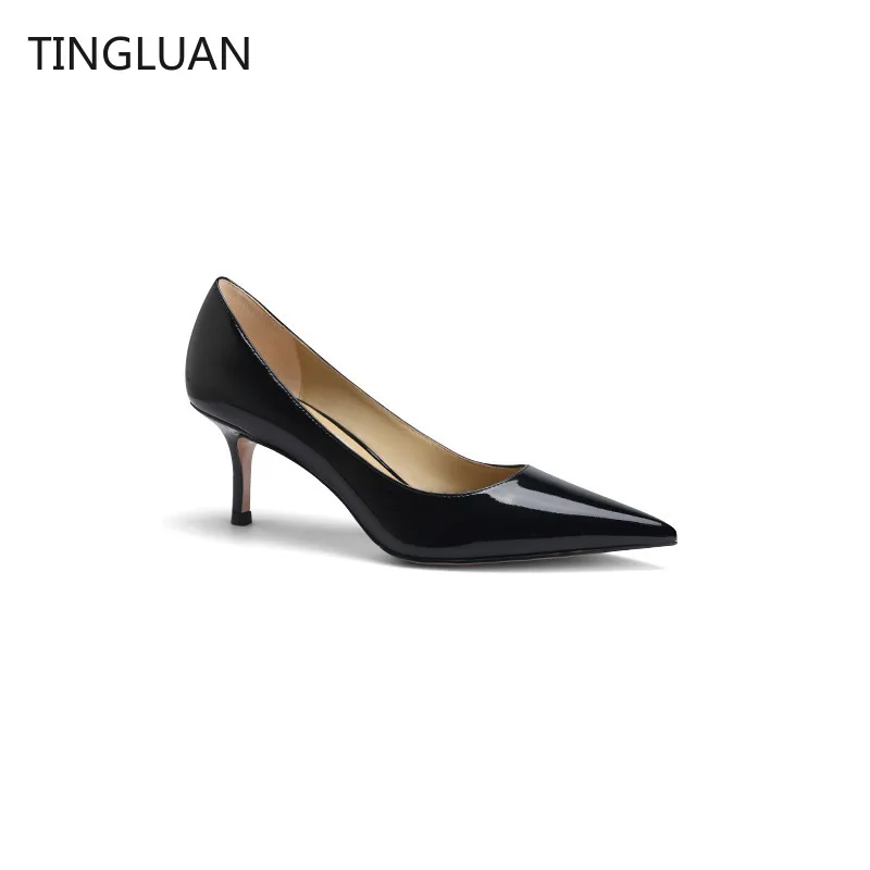 

New Style 6cm High Heels Women Wedding Shes 2022 Spring Pointed Shallow Mouth Thin Heels Nude Black Patent Leather Women Pumps