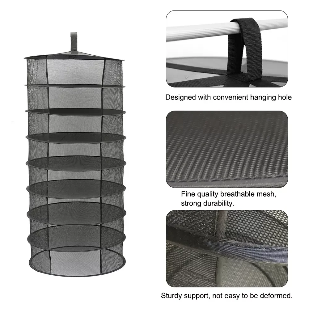 

8-слойная подвесная корзина, Цветочная сетка на молнии, сушилка для трав, бутонов, растений