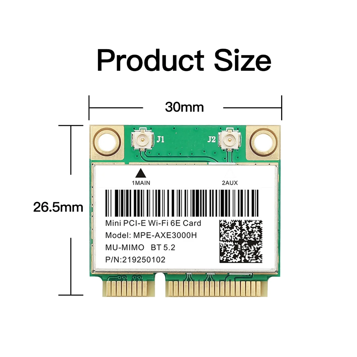 

MPE-AXE3000H WiFi Card+Antenna WiFi 6E 2400Mbps Mini PCI-E for BT 5.2 802.11AX 2.4G/5G/6Ghz Wlan Network Card