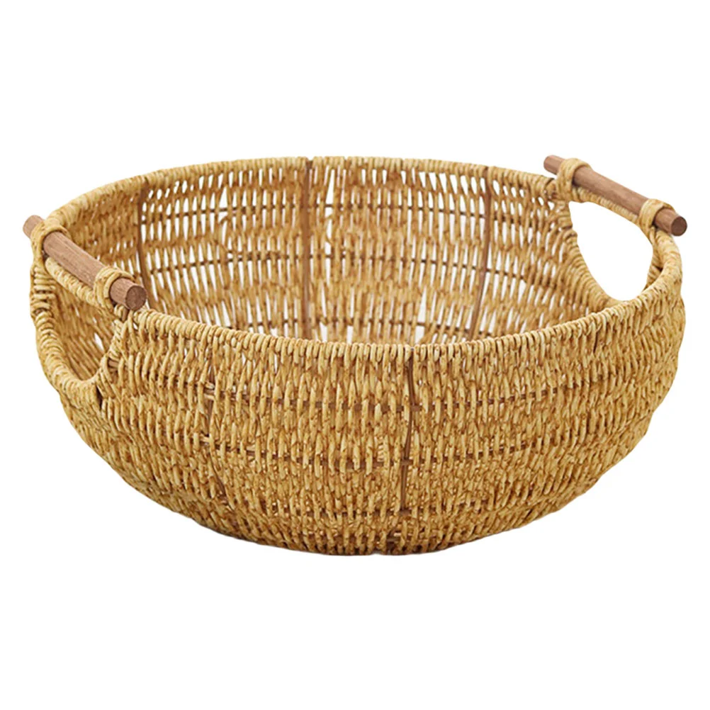 

Basket Woven Serving Fruit Storage Bread Rattan Basketswickerimitation Tray Egg Desktop Home Organizing Bowl Proofing Countertop