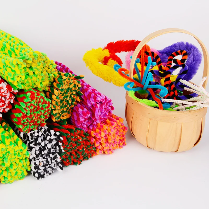 10000 шт. стебли синели трубка 30 см двухцветная плюшевая металлическая проволочная