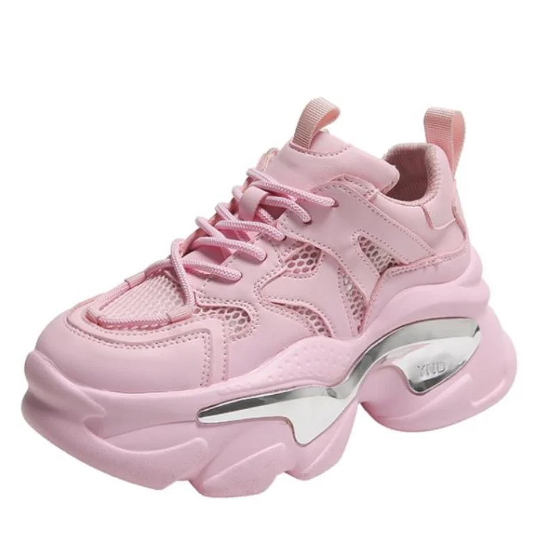 

Spring Summer Breathable Mesh Sneakers Hidden Increasing Sport Shoes Woman Wedge Casual Chunky Shoes High Platform Shoes 7CM