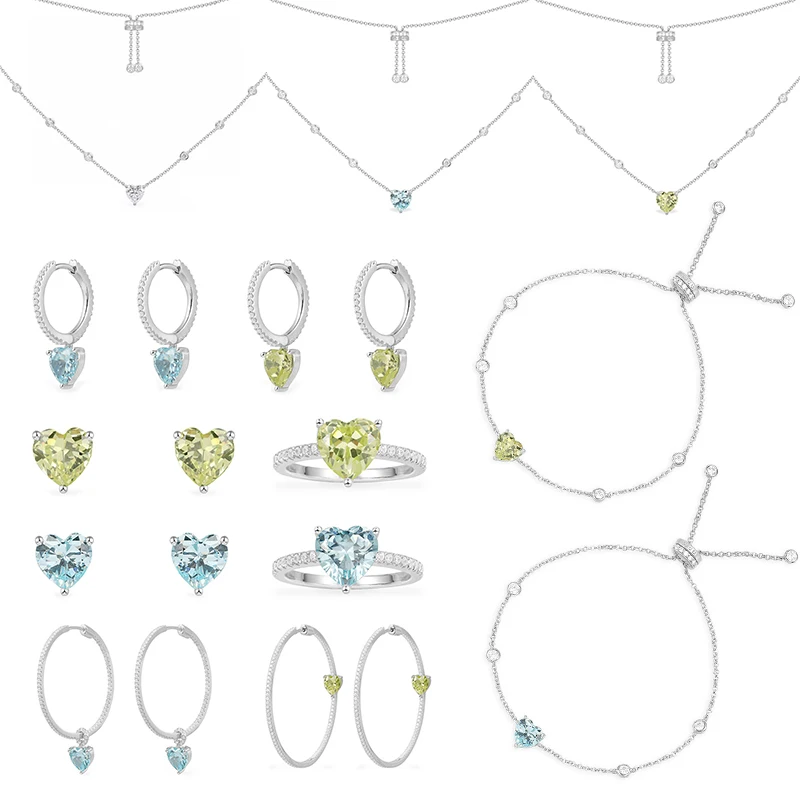 

LIDU High Quality 925 Sterling Silver 2022New Love Diamond Necklace Earrings Ring Monaco Beautiful Fashion Jewelry Free Delivery