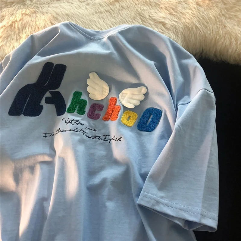 

Fashion Short-sleeved Female Student Korean Loose Embroidered T-shirt Female 2022 New Summer Half-sleeved Graphic Tee Top