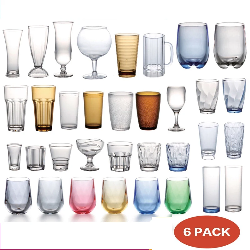 

Acrylic Drinking Glasses Set Reusable Drink Tumblers Unbreakable Reusable Plastic Cups Plastic Tumbler Set Dishwasher Safe 6pack