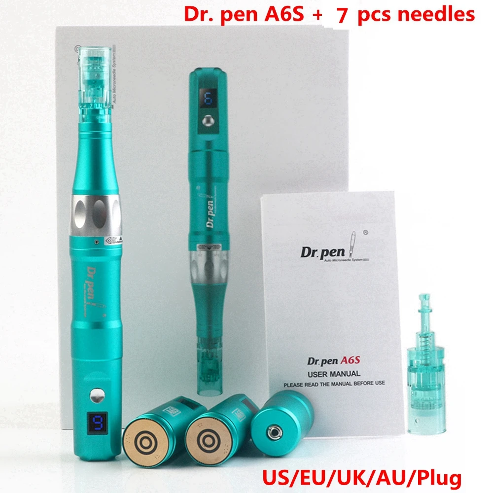 

Dr Pen A6S профессиональная микроигла с 7 шт. картриджей иглы, беспроводная ручка Derma, микро игла для ухода за кожей, татуировки CE