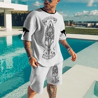 man oversized t shirt sets summer beach style simple print men clothes short sleeve casual male set two pieces mens sweatshirt