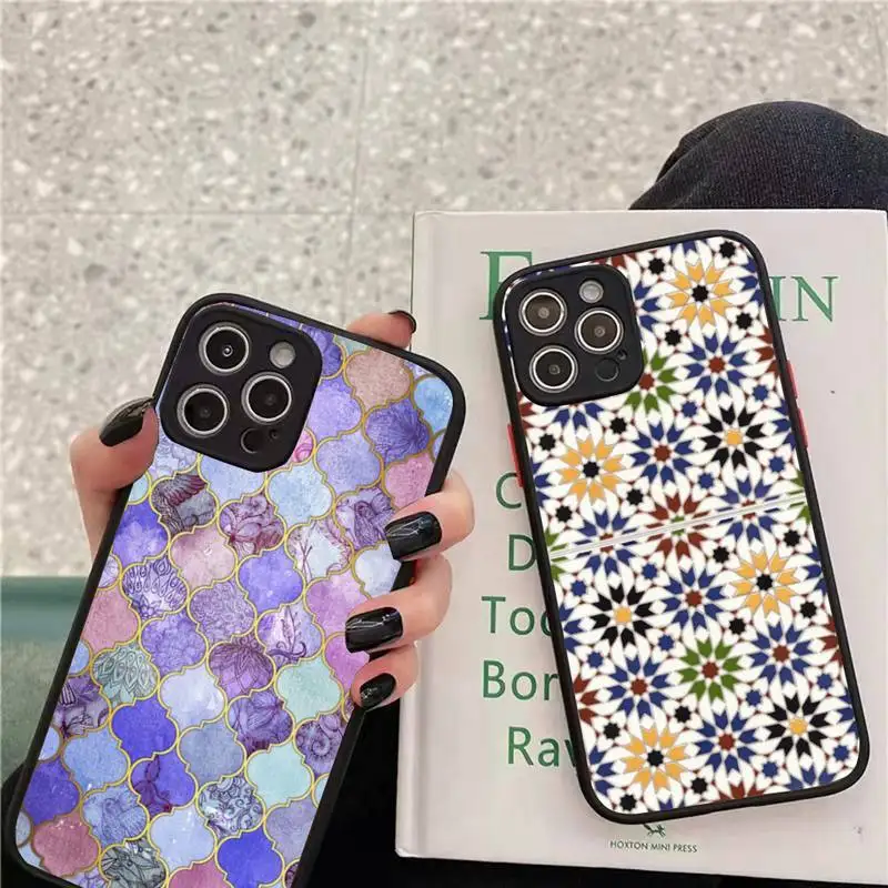 

Moroccan Tile art design pattern Phone Case matte transparent For iphone 7 8 11 12 13 plus mini x xs xr pro max cover