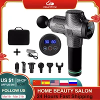 6 heads lcd touch 30 speed high frequency massage gun muscle relax body relaxation electric massager therapy