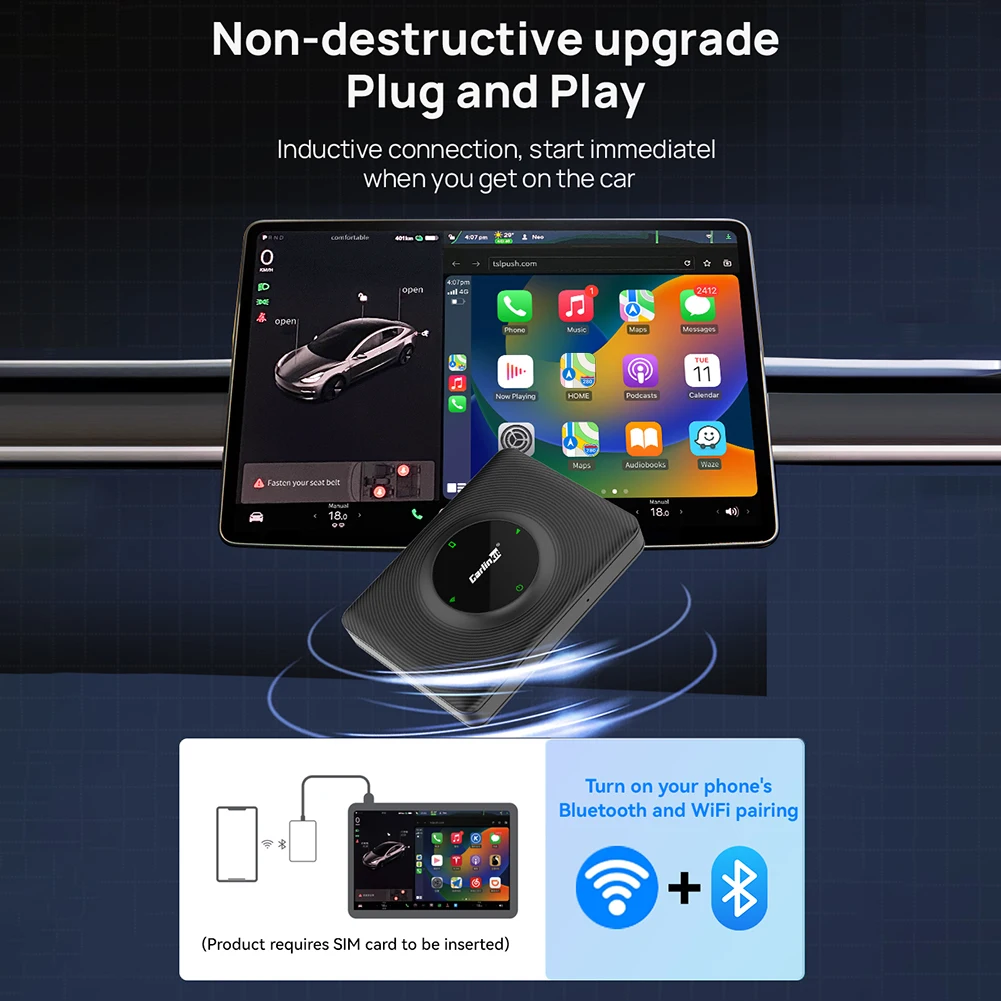 

Model3 Y Wireless CarPlay For Tesla Adapter Ai Box WiFi 5G-Connect Upgrade USB Interface 2.4G+5G Dual-band WiFi Transmission