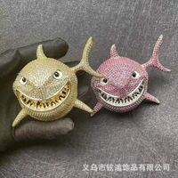 fashion luxury street hip hop sweater chain men women lady inlay full zircon shark pendant single pendant