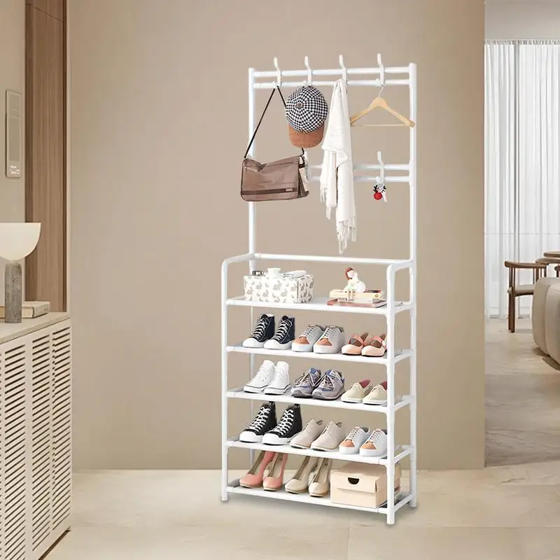 Вешалка для пальто и обуви Комбинированная вешалка одежды с полкой крючками