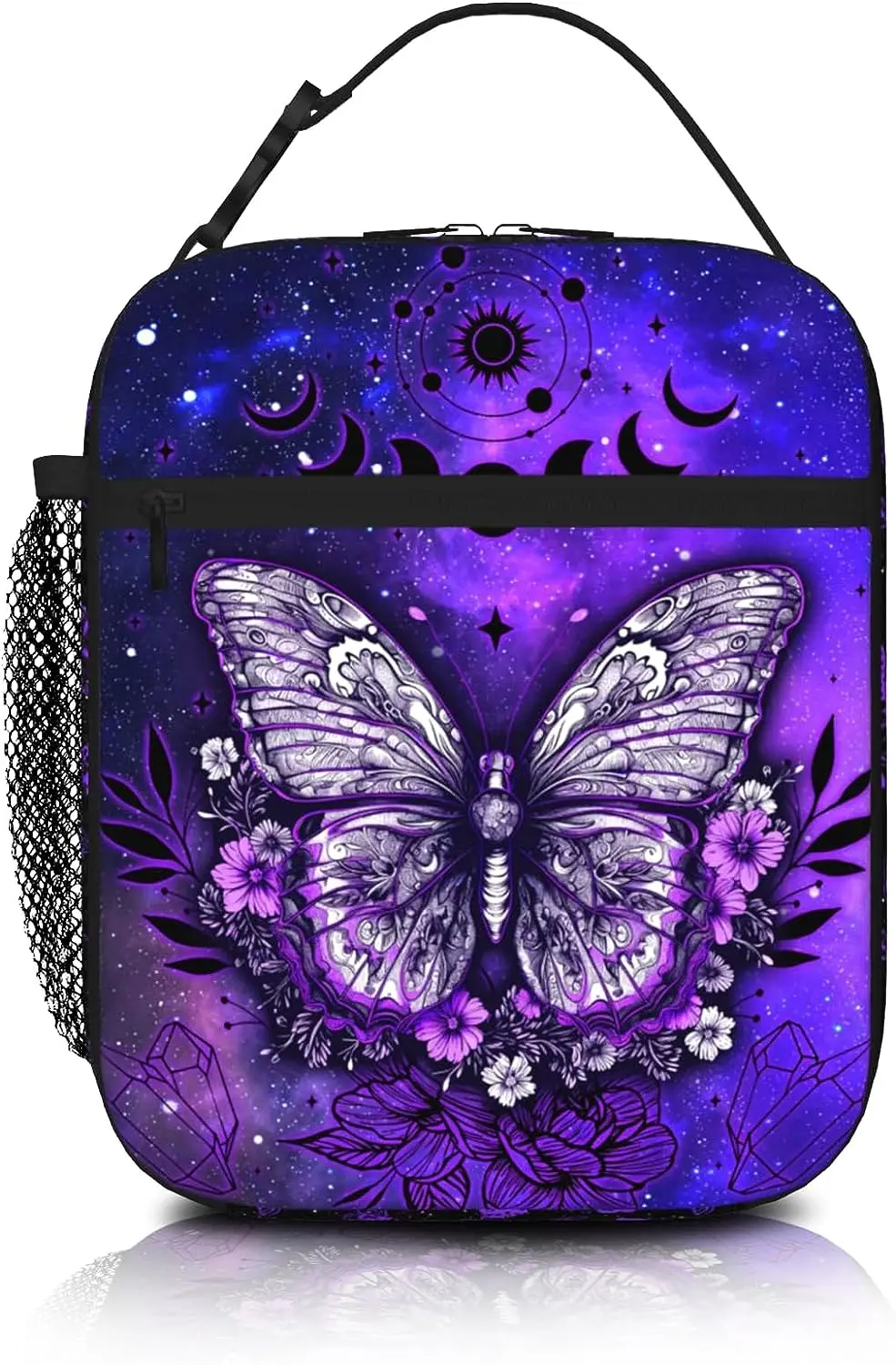 

Gothic Butterfly Lunch Bag Sequin Mermaid Lightweight Reusable Insulated Lunch Box Portable Purple Halloween Lunch Bag