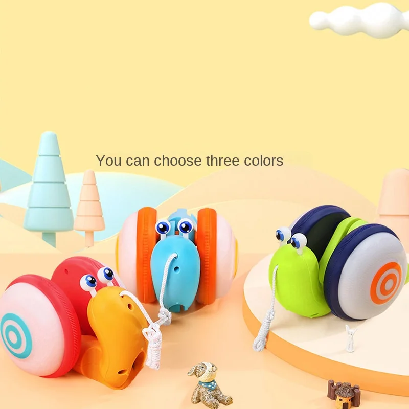 

Pull Line Snail Crawling Toys for Toddler, Cartoon Animal, Baby Walking with Lights and Music, 2Pcs
