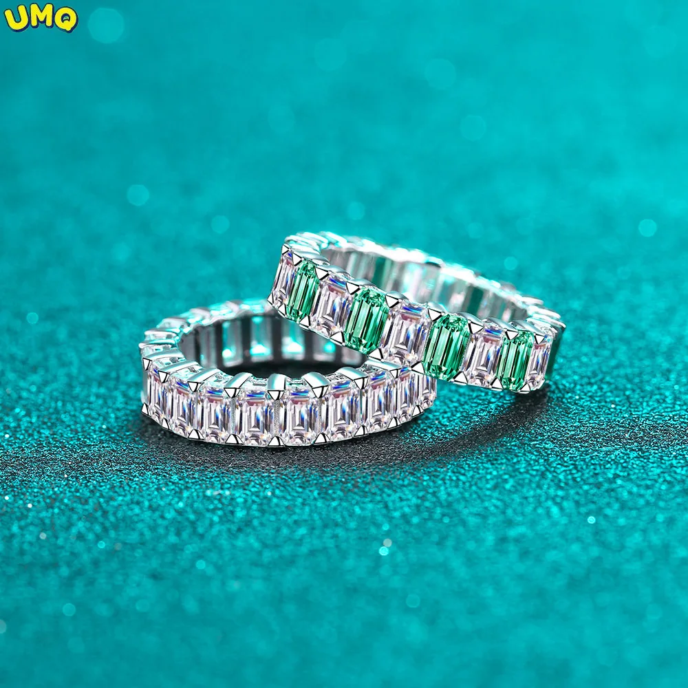 

10.5ct 5.5mm Eternity Moissanite Ring Emerald Cut 21pcs 0.5ct Certified Moissanite Diamond Full Eternity Engagement Wedding Band