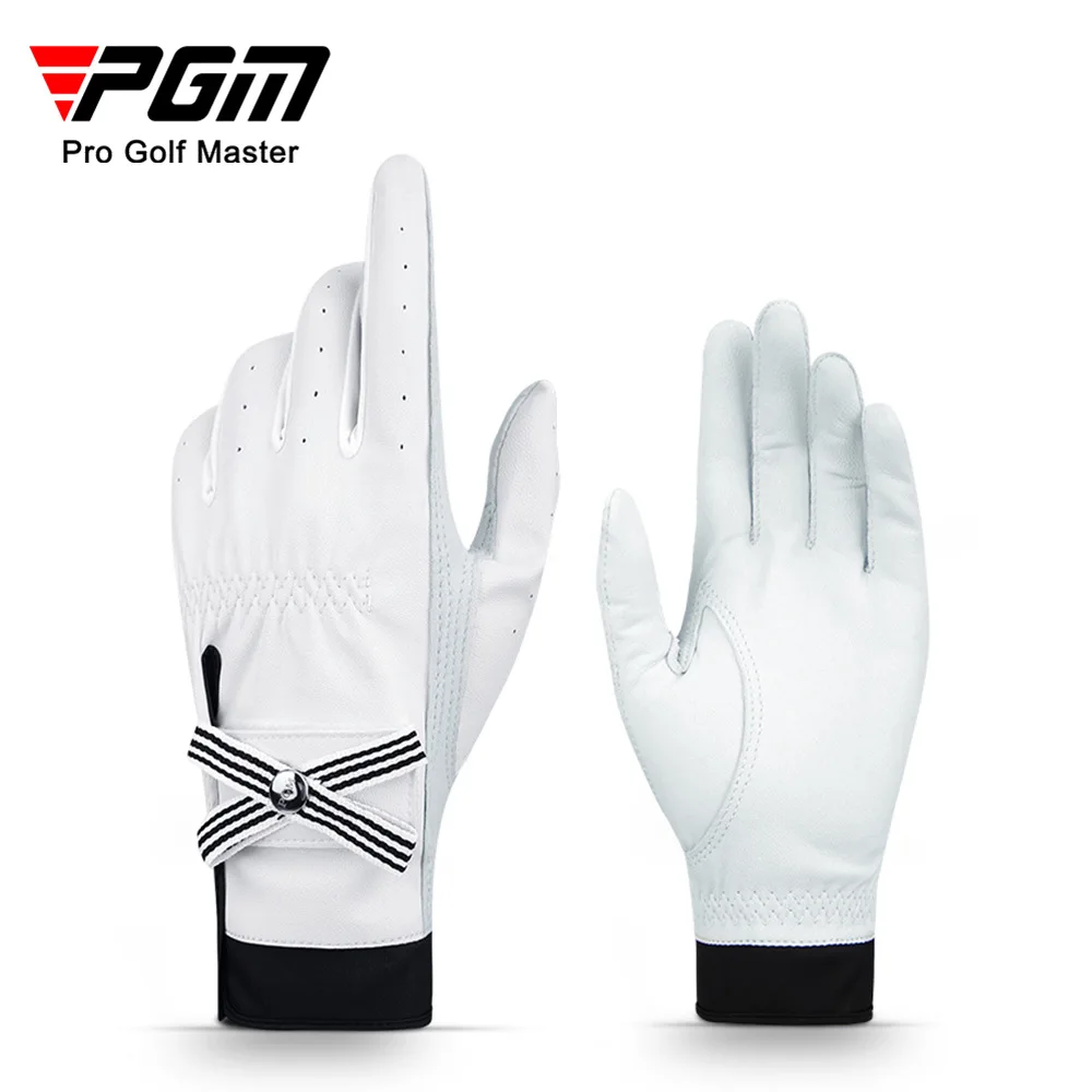 1 Pair PGM Golf Gloves Women Sheepskin Breathable Palm Ladies Genuine Leather Sport Gloves Anti-Slip Training Mittens Elegant