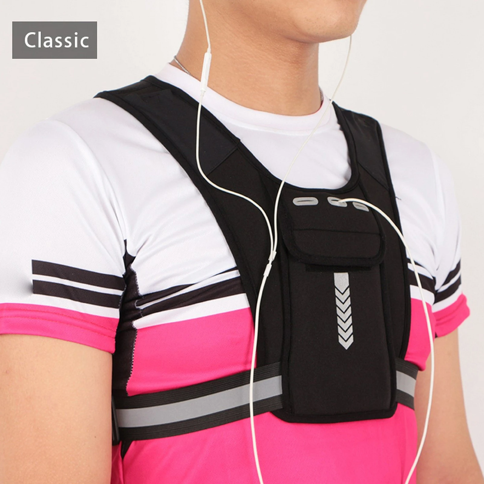 

Reflective Vest Adjustable Belt Storage Bag Outdoor Safety SBR Material Elastic Reflective Running Chest Pack Sports Sports