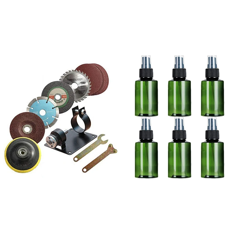

1 Set Hand Drill Cutting Grinding Seat Stand Holder Set & 6 Pcs Green PET Travel Spray Bottles 3.4Oz(100Ml)