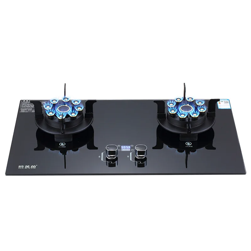 Flip-type Gas Burner Embedded Gas Stove Cooktop Timing function Household Fogao Energy-saving Dual-purpose Fierce Stove