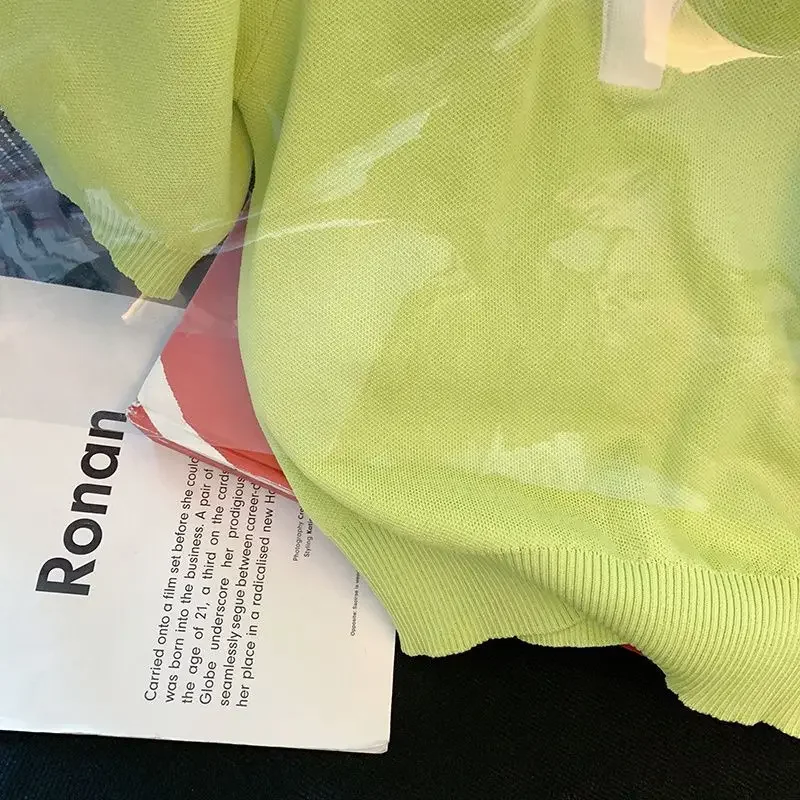 Лето 2023 новый стиль вязаный женский топ с воротником-поло твидовый дизайн