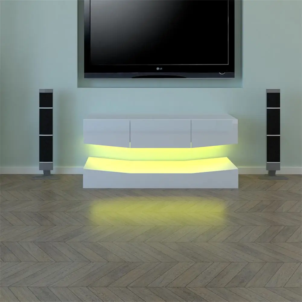 

US Stock 120cm Led Tv Cabinet High Strength Space-saving Upper Lower Tv Console With Rgb Led Light For Living Room