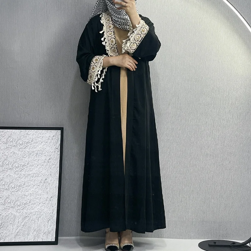 

Ramadan Eid Mubarak Embroidery Open Abaya Kimono Dubai Turkey Islam Clothing Kaftan Muslim Dress Abayas Women Robe Femme Jilbab