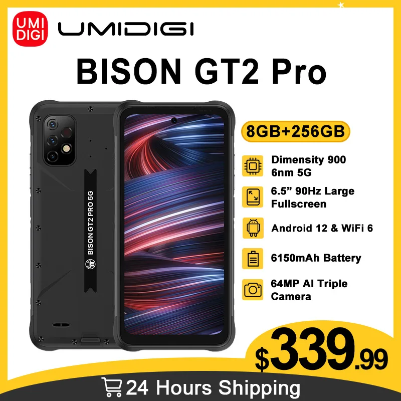 UMIDIGI Зубр GT2 Pro 5G 8 Гб 256 NFC IP68 IP69K прочный смартфон Android 12 6 5 &quotFHD + безрамочный экран с