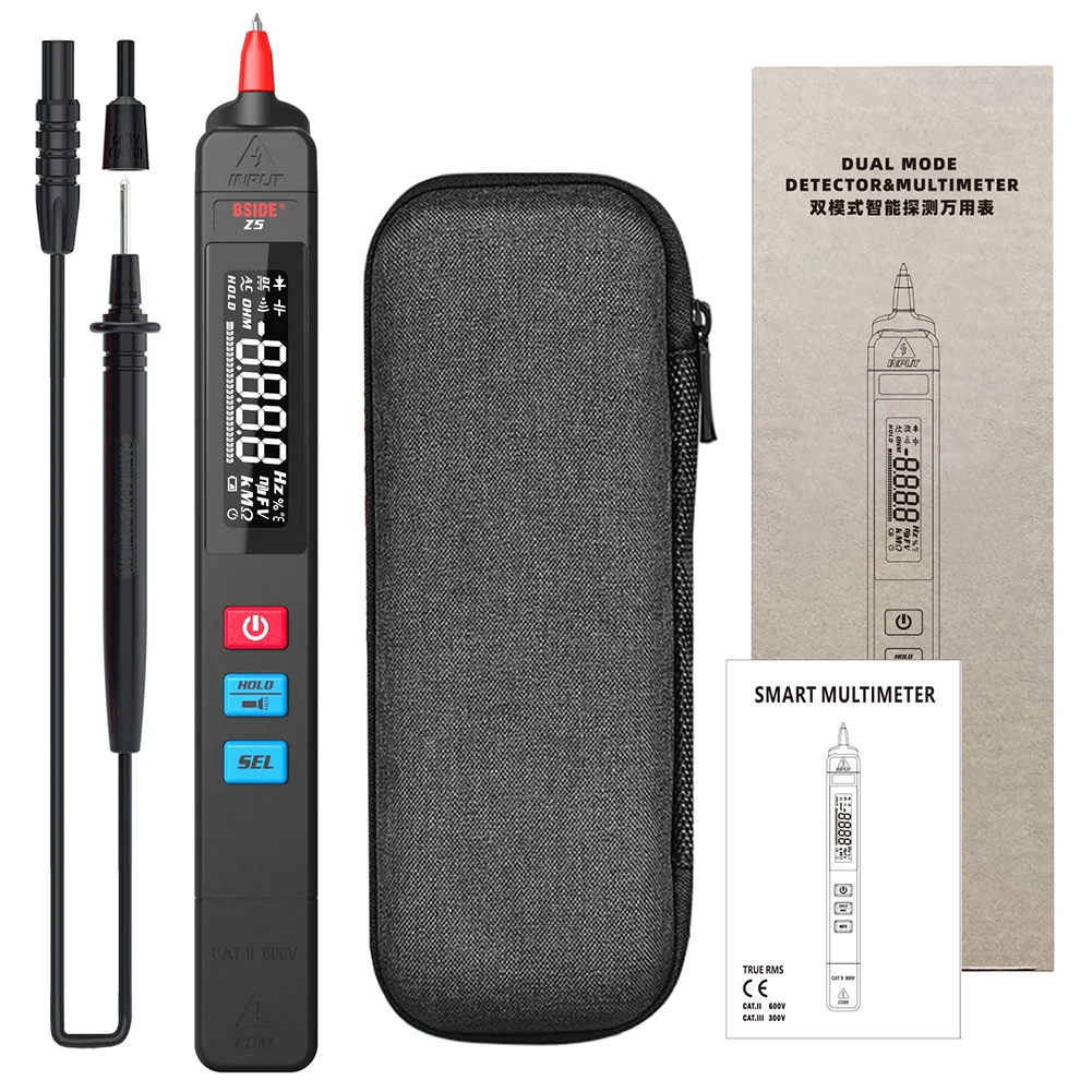

Цифровой мультиметр BSIDE Z5, профессиональный тестер высокой точности, детектор емкости и напряжения переменного/постоянного тока, датчик то...