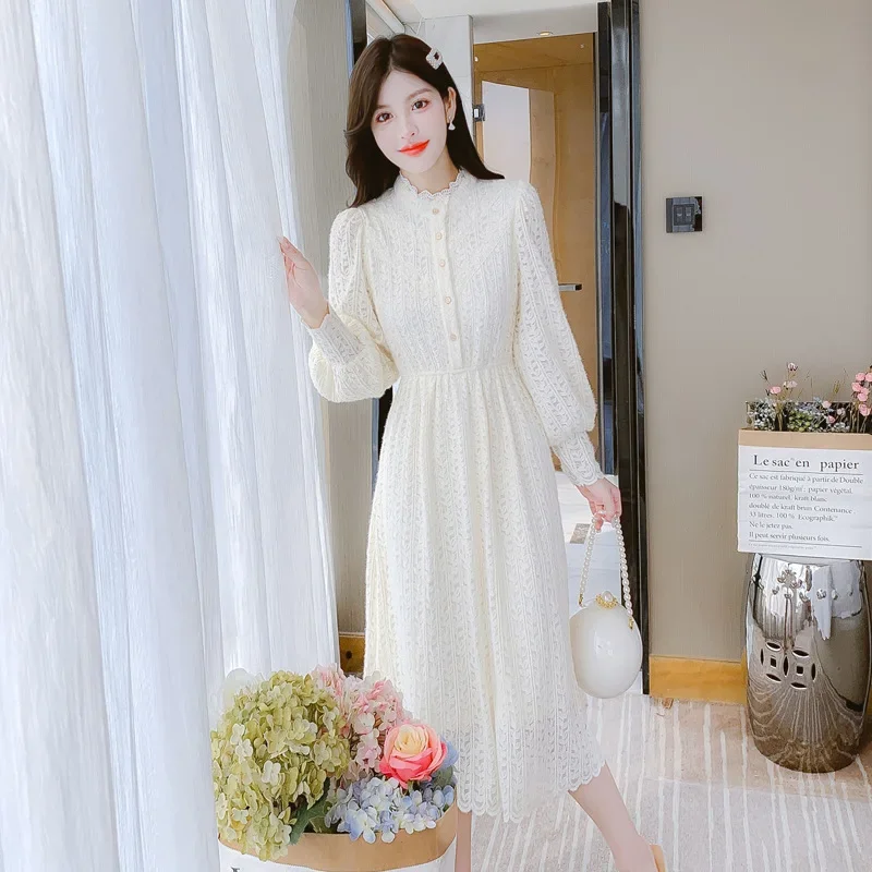 Элегантное кружевное платье 2023 новое утягивающее трапециевидной формы с талией