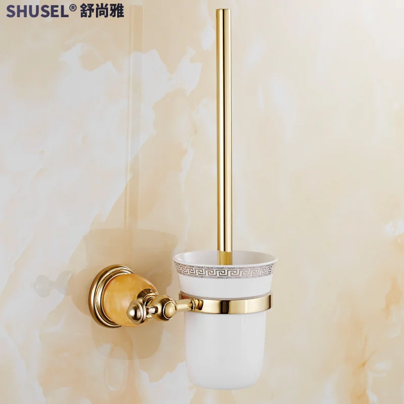 

Golden Rack Head Toilet Cleaning Brush Set Bathroom Hardware Pendant