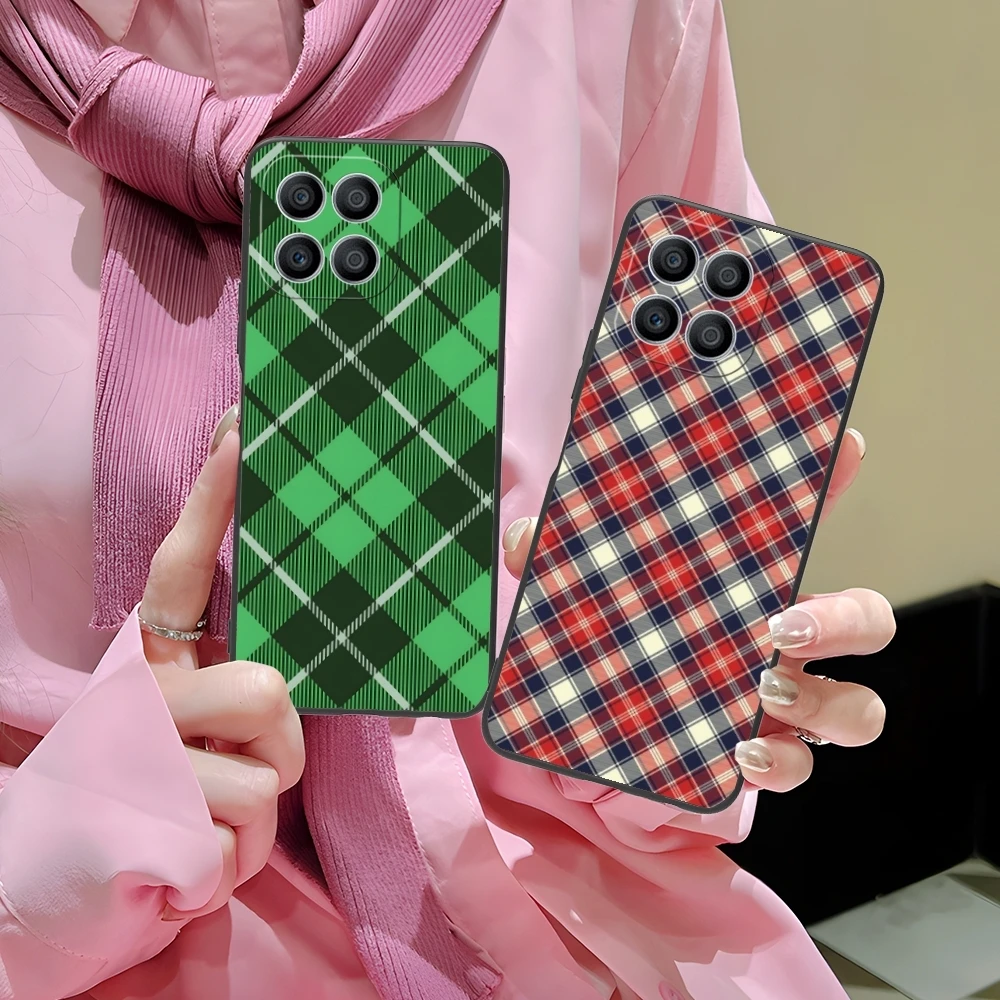 Lattice Grid Texture Mobile Cell Phone Case for Huawei Honor 90 80 70 60 50 30 20 10 9 8 7 Pro S SE Lite 5G Black Cover Shell