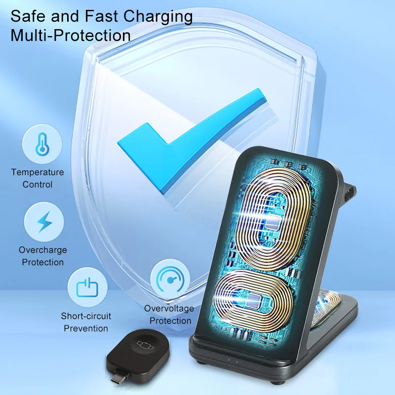 3 in 1 Wireless Charger Station Dock For Samsung Galaxy S22 S21 S20 Ultra Watch 4 3 Active 2 Magnetic 15W Qi Fast Charging Stand