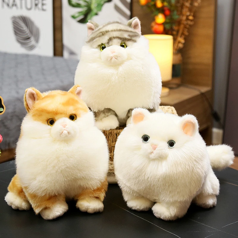 

Fuzzy Cat Plush Doll Stuffed Cartoon Kitten Plushies Pacify Rag Toy Bedside Bedside Ornament Cushion Gift for Kids Girls YH-17