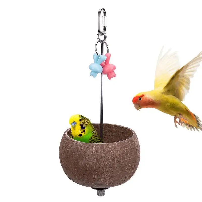 Bowl Bird Water Bowl Bird Coconut Shell Food Holder For Spac