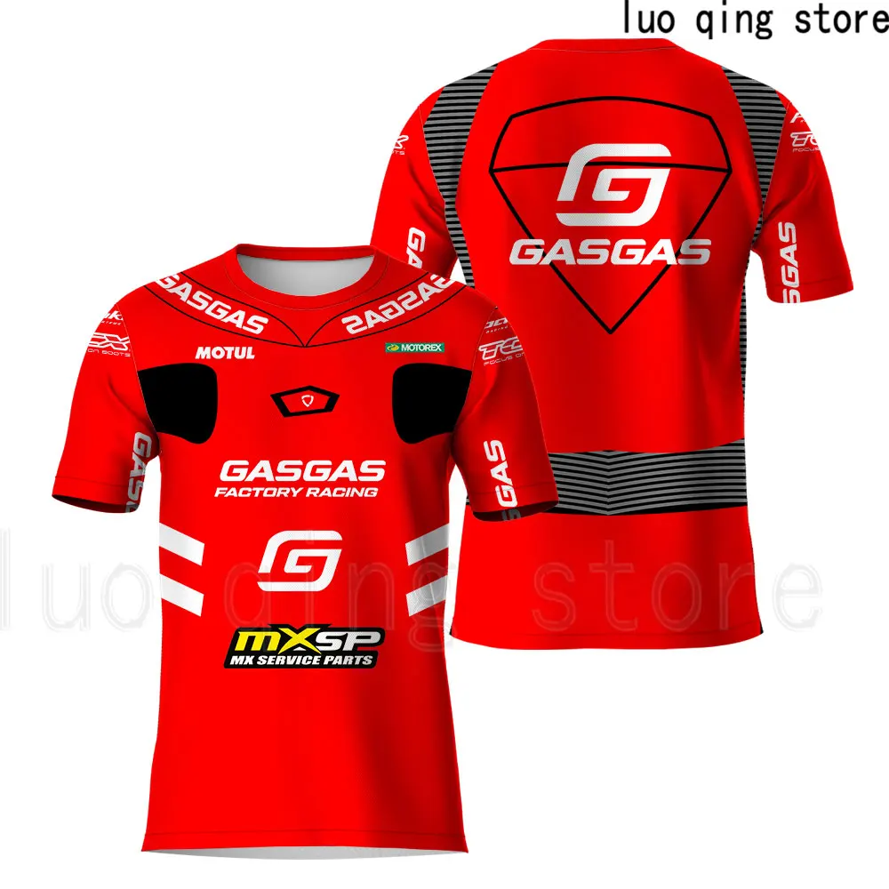 

Summer New Loose Breathable T-shirt 3D Printed GASGAS Outdoor Sports Top Men's Fashion Street Style Red Short Sleeve Hot Selling