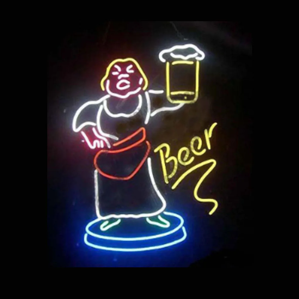 

Fat Beer Lady Custom Handmade Lamp Real Glass Tube Bar KTV Store Club Party Advertise Room Decor Display Neon Light Sign 15"X19"