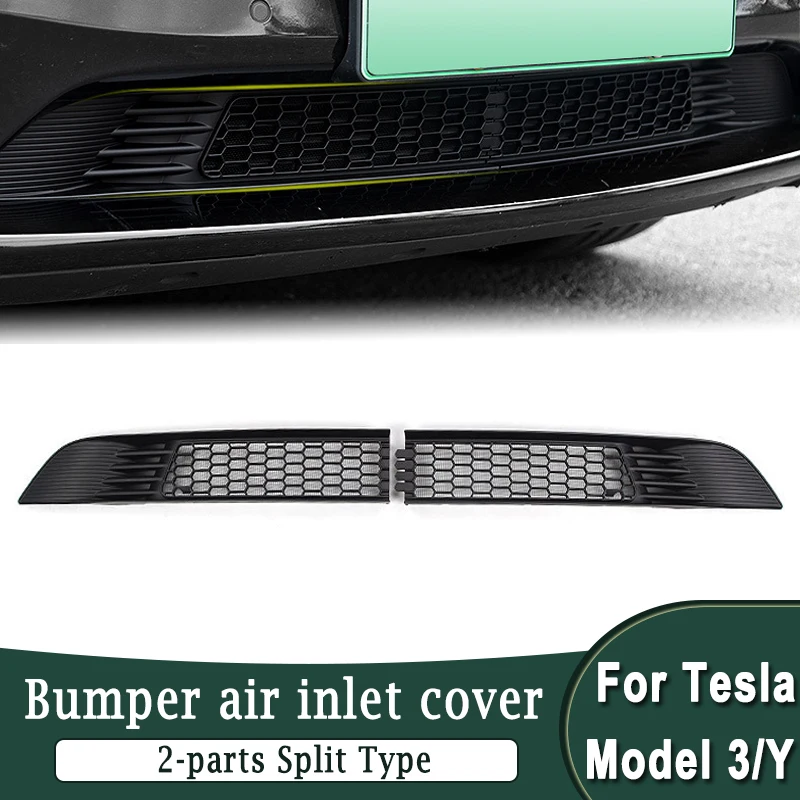 

For Tesla Model 3 / Y Front Bumper Lower Grille Air Inlet Cover Split Type Insect-proof Net Modified Protection Honeycomb Mesh