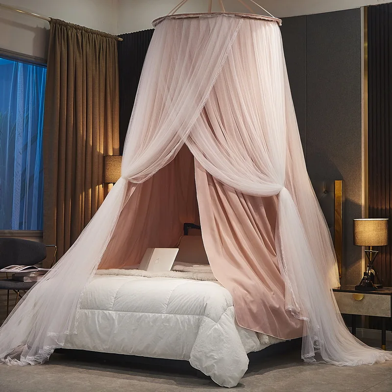 

Подвесная купольная москитная сетка, навес для кровати, романтичное затенение, двухслойная кровать, балдахин, Противомоскитный домашний текстиль, постельное белье, занавеска