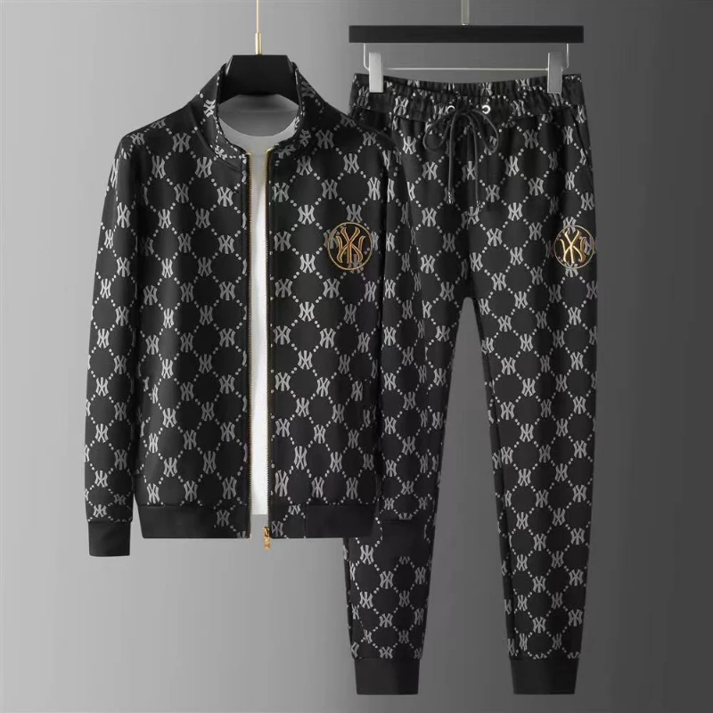 Spring And Autumn Men And Women's New High-End Jacket Two-Piece Casual Fashion Trend Printed Long-Sleeved Running Sports Suit