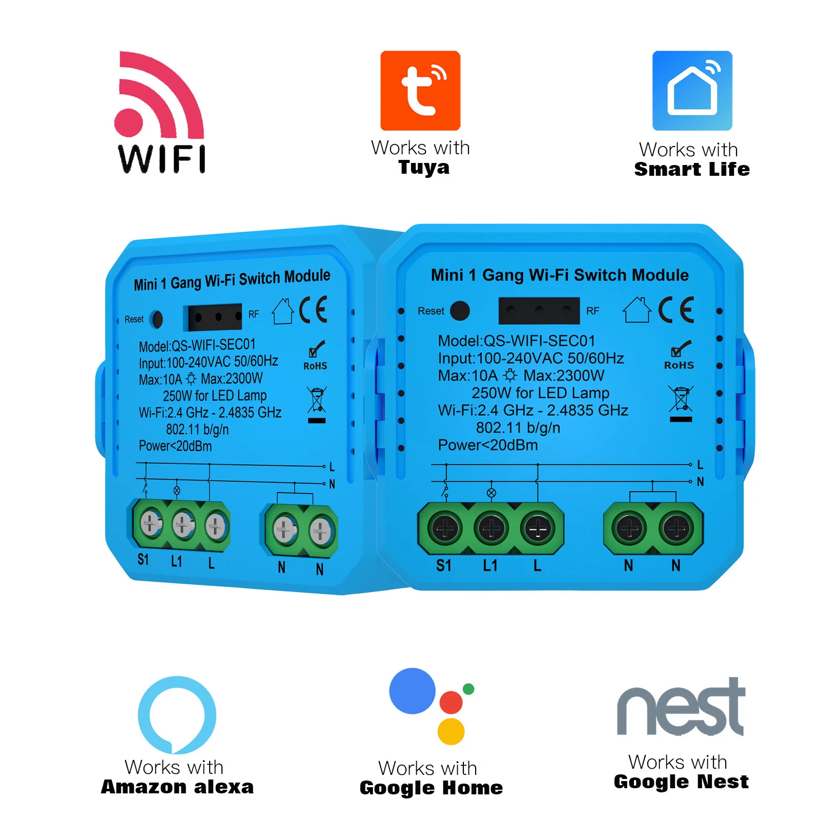 

Смарт-выключатель Tuya, Wi-Fi, 1 клавиша