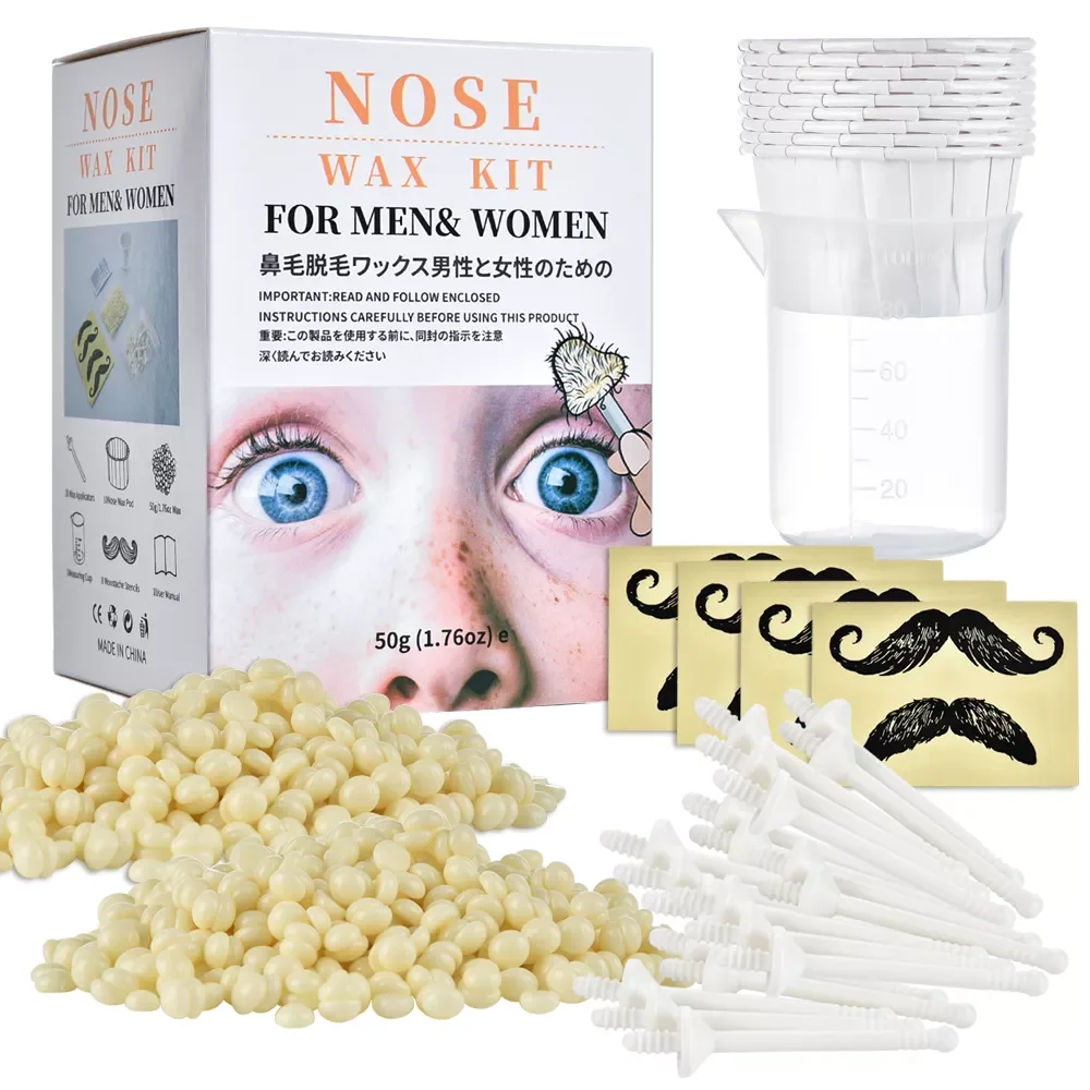 

Portable Painless Nose Wax Kit For Men Women Nose Hair Removal Wax Set Paper-Free Nose Hair Wax Beans Cleaning Wax Kit 50g Hot