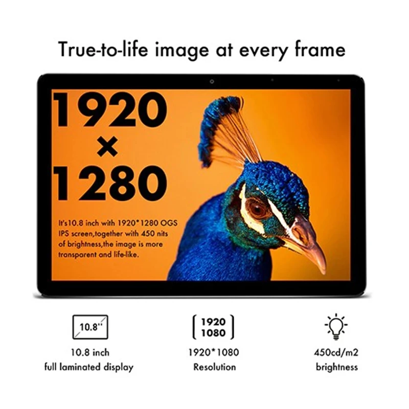 Фото Планшет A12 10.8” с Windows 10, 64-битный процессор Intel Celeron N3450, четырехъядерный, 4 ГБ ОЗУ, 64 ГБ ПЗУ, разрешение 1920 x 1280 пикселей, Wi-Fi, 8000 мАч, 2x USB-порта. №3