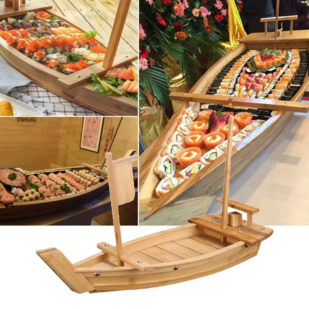 

Wooden Handmade Boats Model Assorted Seafood Japanese Simple Ornament Ship Cold Cuisine Tableware Tool Wood Dishes Sashimi Sushi