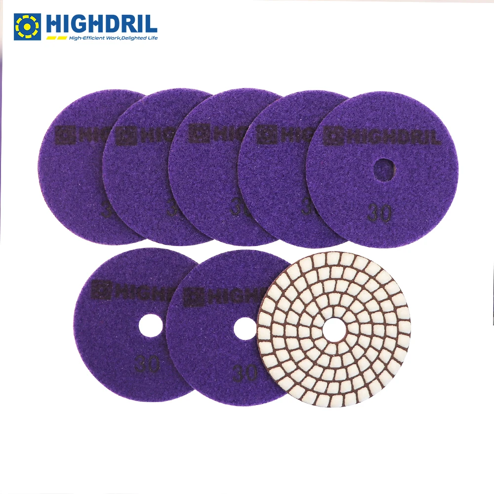 

HIGHDRIL 8pcs/set Dia100mm Diamond Polishing Pads Resin Bond Grinding Disc Grind Section For Granite Marble Grade B Sand Disc