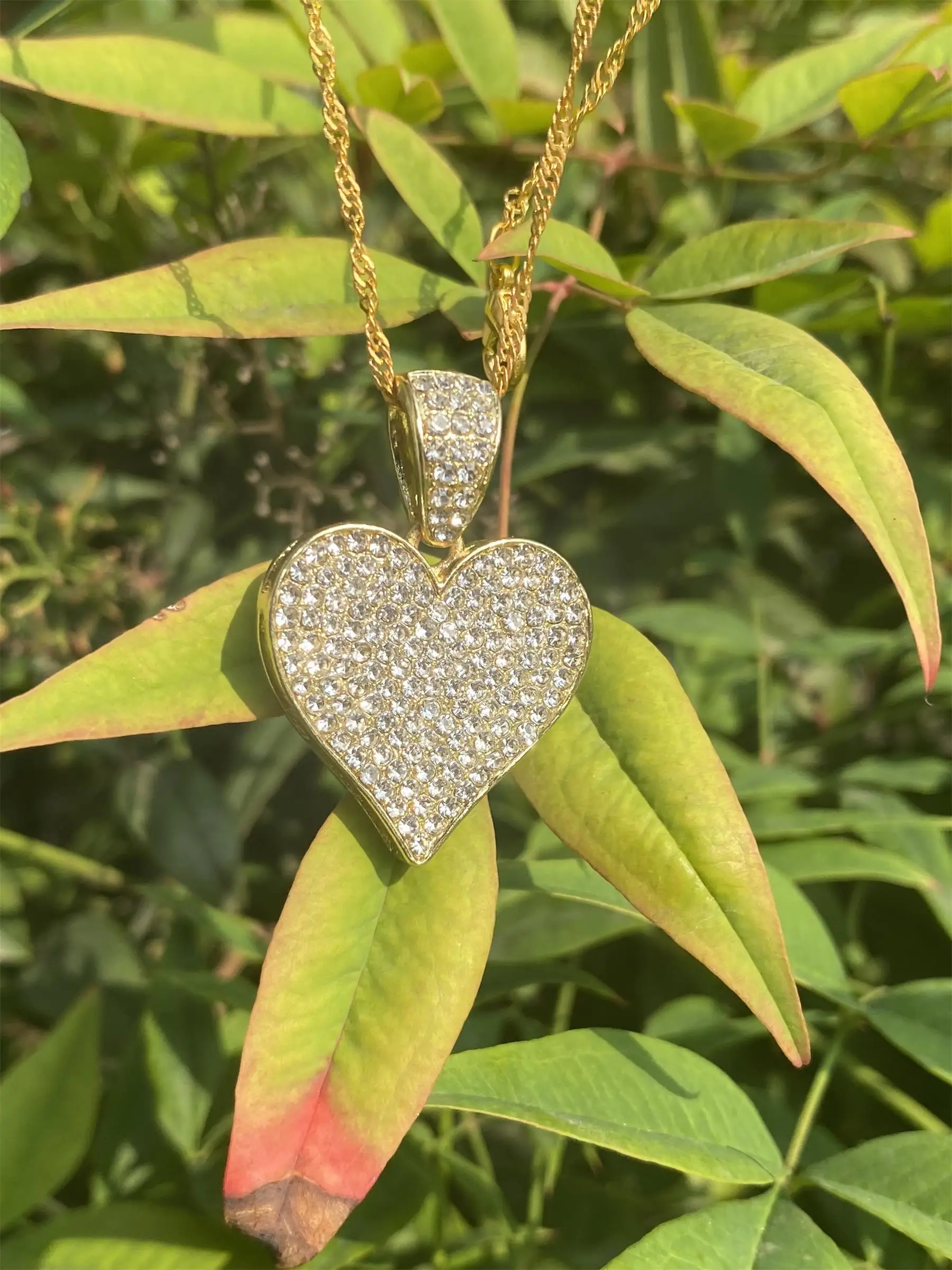 

ANGLANG Luxury Heart Pendant Necklace Bridal Wedding Shiny CZ Stone Romantic Gift Elegant Chain Necklace Jewelry for Women Gift