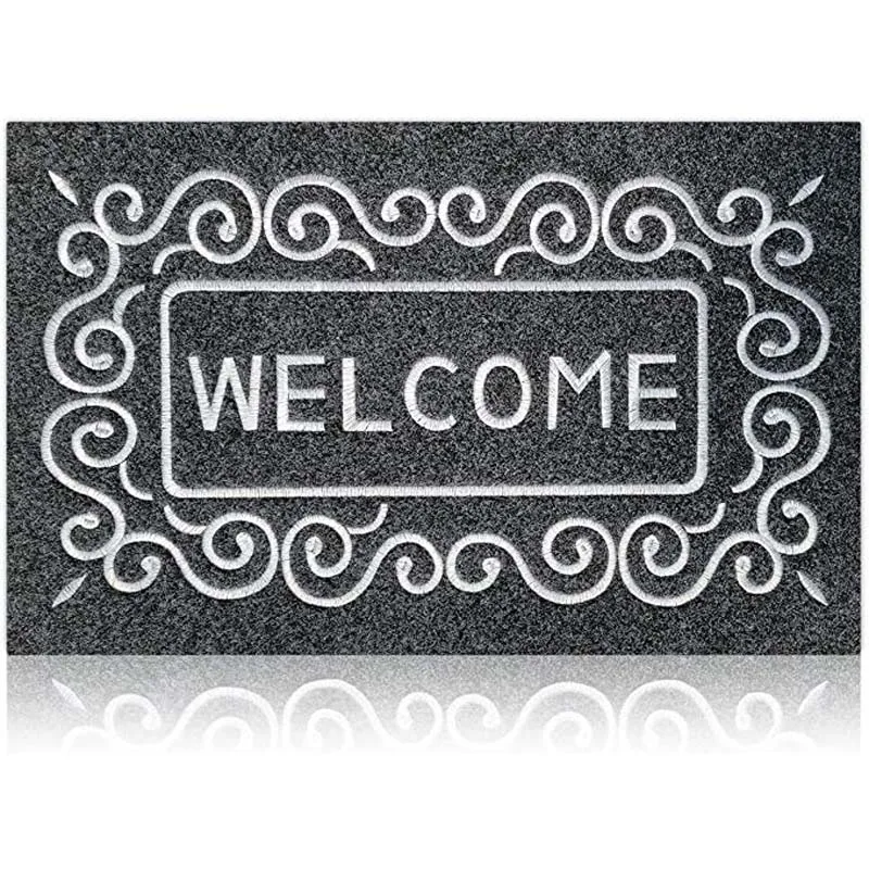 

Outdoor Welcome Mats for Front Door Home Entrance Floor Mat Durable Non-Slip Flannel Doormats Gray