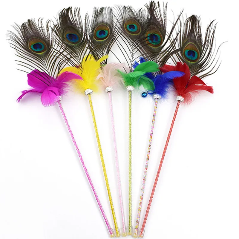 

Cat Toy Peacock Feather Toys for Cats Training Bite Resistant Teaser Cat Toys Interactive Funny Cats Toy with Bell Pet Products