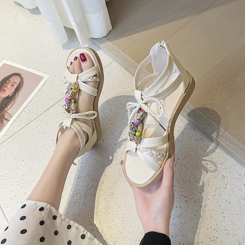 

Women Sandals 2022 New Arrival Women Fashion Bohemia Sandals Summer New Flat Bottomed Shoes Female Antiskid Beach Shoes