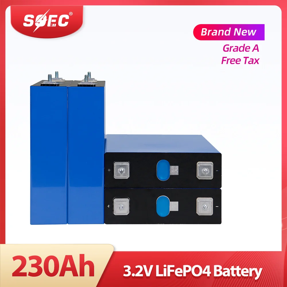 

New 230Ah Lifepo4 Grade A 3.2V 230Ah 240Ah Rechargeable Lithium Iron Phosphate Solar Cell Deep Cycle Batteries EU US TAX FREE